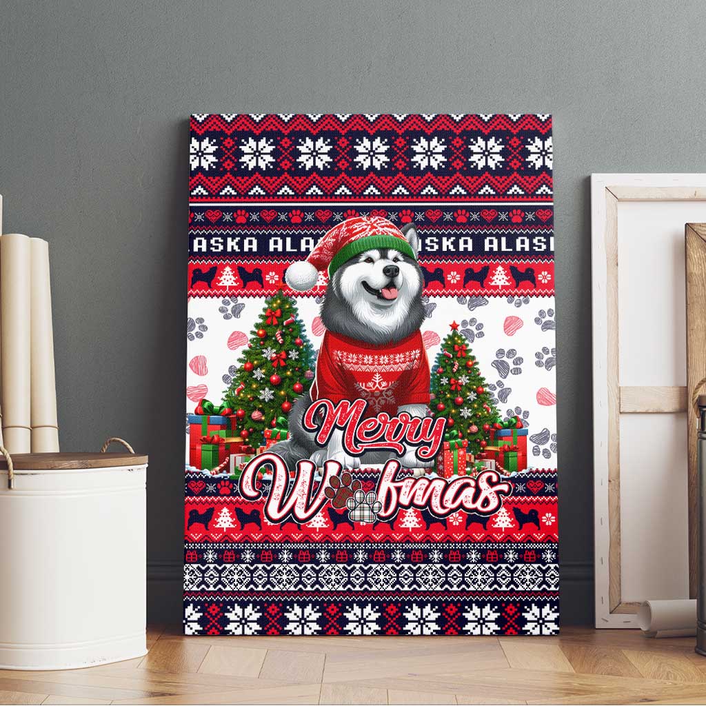 Alaska Merry Woofmas Canvas Wall Art Christmas Dog Art Style - Wonder Print Shop