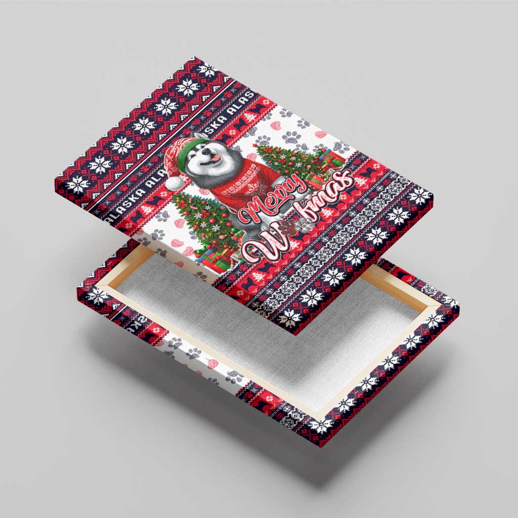 Alaska Merry Woofmas Canvas Wall Art Christmas Dog Art Style - Wonder Print Shop
