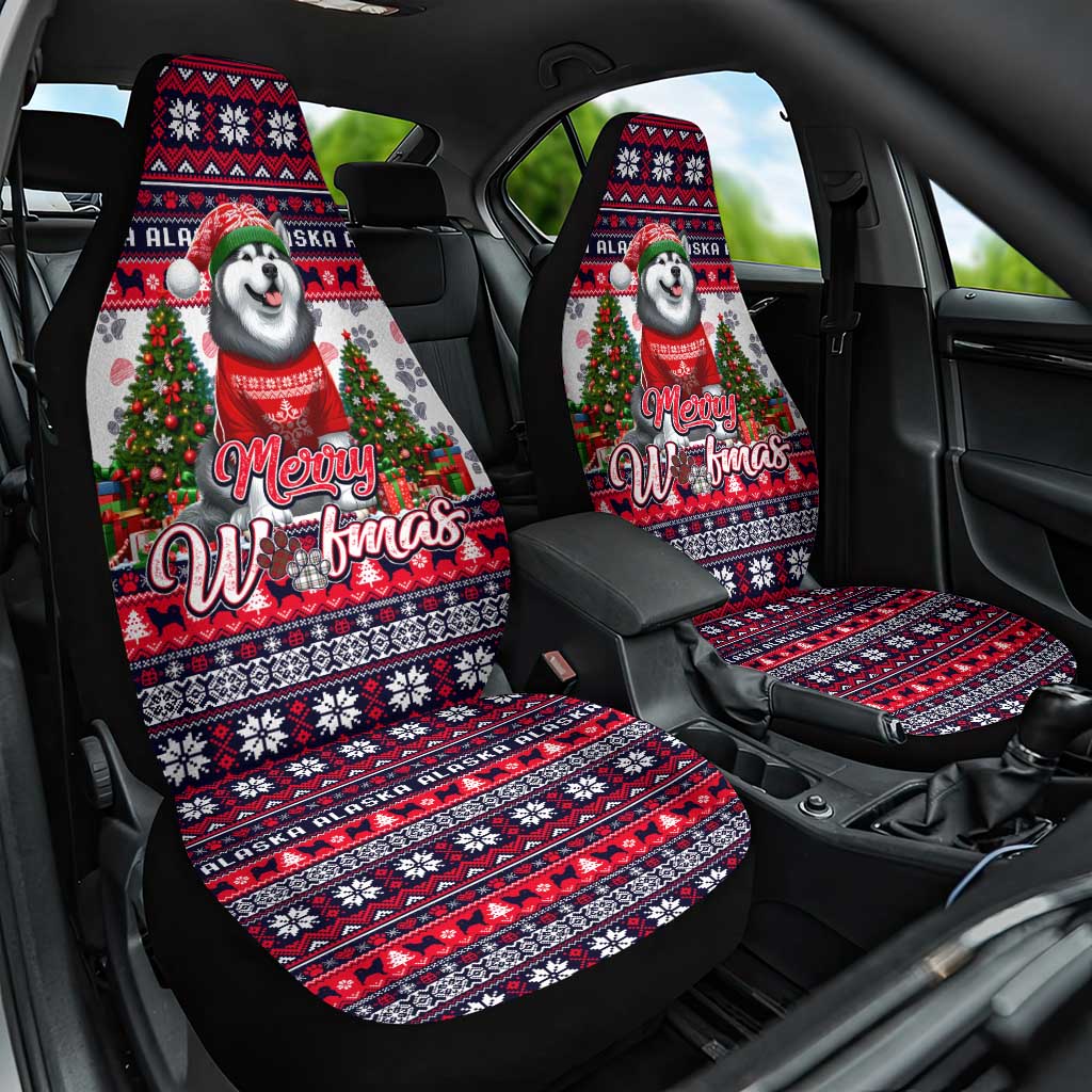 Alaska Merry Woofmas Car Seat Cover Christmas Dog Art Style - Wonder Print Shop