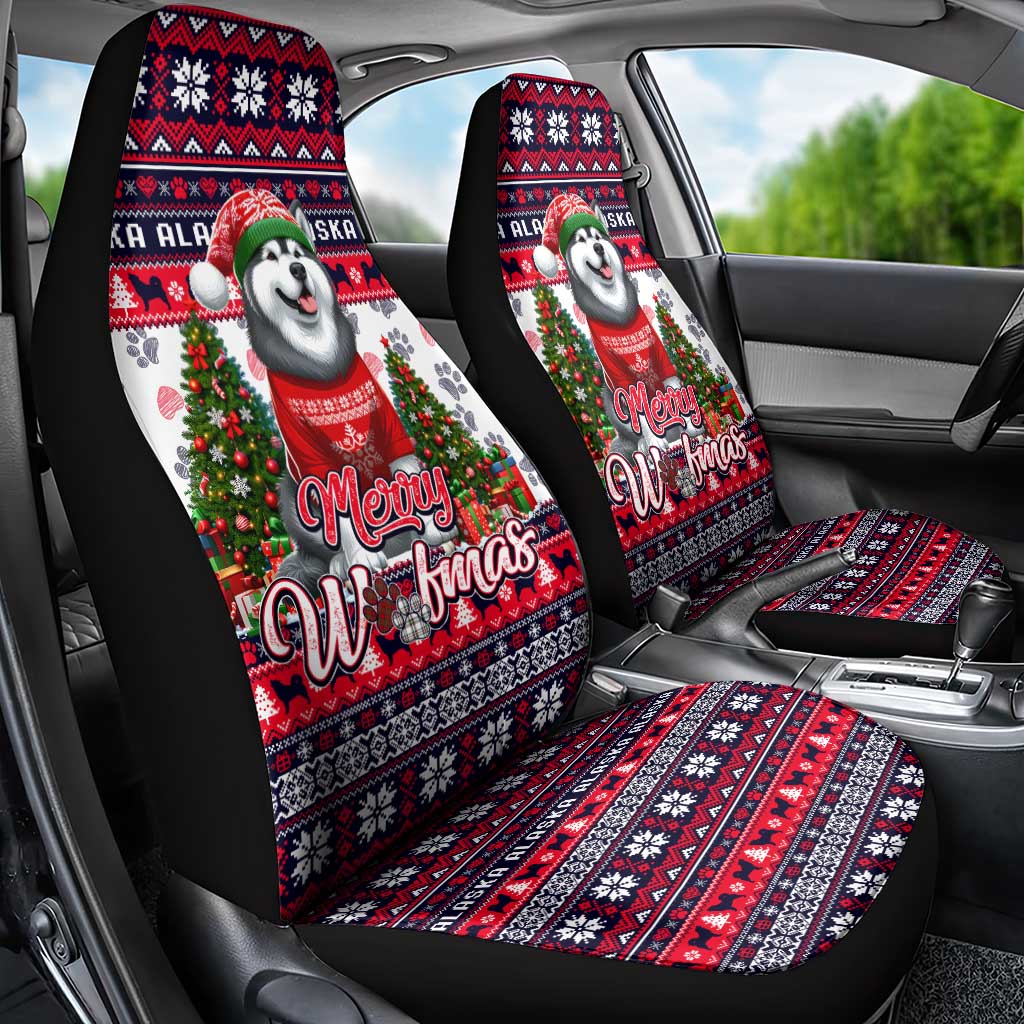 Alaska Merry Woofmas Car Seat Cover Christmas Dog Art Style - Wonder Print Shop
