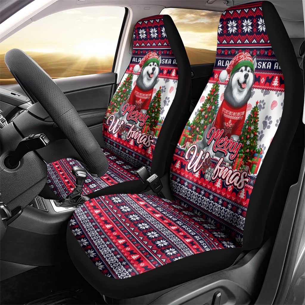 Alaska Merry Woofmas Car Seat Cover Christmas Dog Art Style - Wonder Print Shop