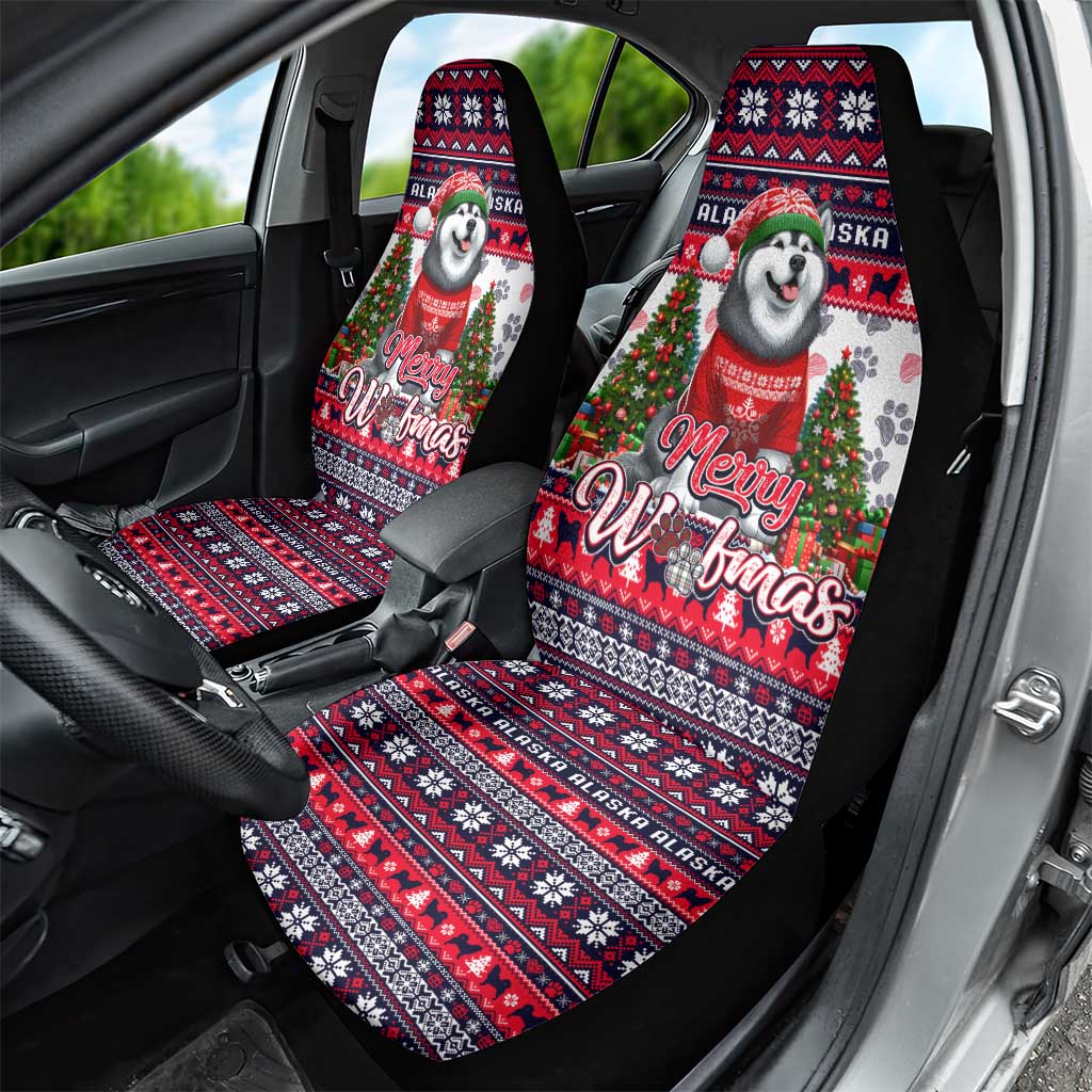 Alaska Merry Woofmas Car Seat Cover Christmas Dog Art Style - Wonder Print Shop