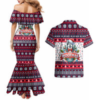 Alaska Merry Woofmas Couples Matching Mermaid Dress and Hawaiian Shirt Christmas Dog Art Style - Wonder Print Shop