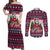 Alaska Merry Woofmas Couples Matching Off Shoulder Maxi Dress and Long Sleeve Button Shirt Christmas Dog Art Style - Wonder Print Shop