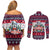 Alaska Merry Woofmas Couples Matching Off Shoulder Short Dress and Long Sleeve Button Shirt Christmas Dog Art Style - Wonder Print Shop