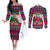 Alaska Merry Woofmas Couples Matching Off The Shoulder Long Sleeve Dress and Long Sleeve Button Shirt Christmas Dog Art Style
