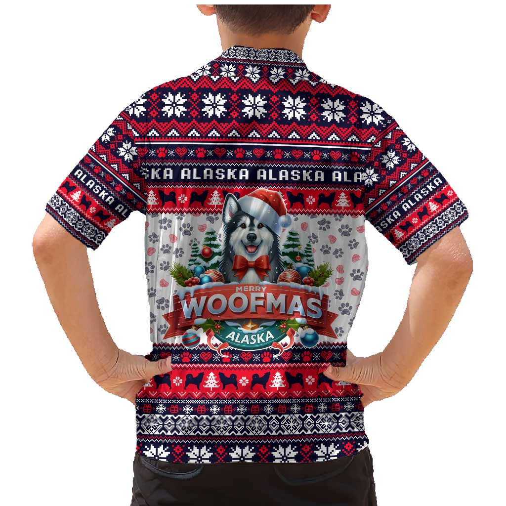 Alaska Merry Woofmas Family Matching Mermaid Dress and Hawaiian Shirt Christmas Dog Art Style - Wonder Print Shop