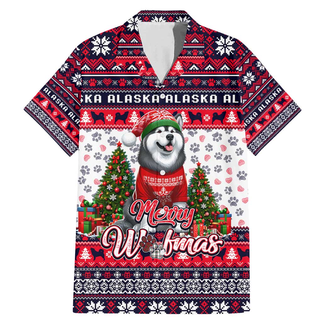 Alaska Merry Woofmas Family Matching Mermaid Dress and Hawaiian Shirt Christmas Dog Art Style - Wonder Print Shop