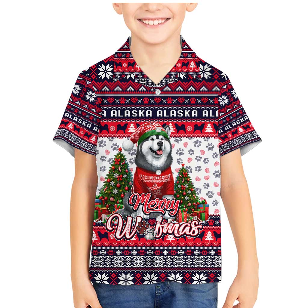 Alaska Merry Woofmas Family Matching Mermaid Dress and Hawaiian Shirt Christmas Dog Art Style - Wonder Print Shop