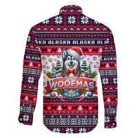 Alaska Merry Woofmas Family Matching Off The Shoulder Long Sleeve Dress and Hawaiian Shirt Christmas Dog Art Style - Wonder Print Shop