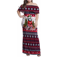 Alaska Merry Woofmas Family Matching Off Shoulder Maxi Dress and Hawaiian Shirt Christmas Dog Art Style - Wonder Print Shop
