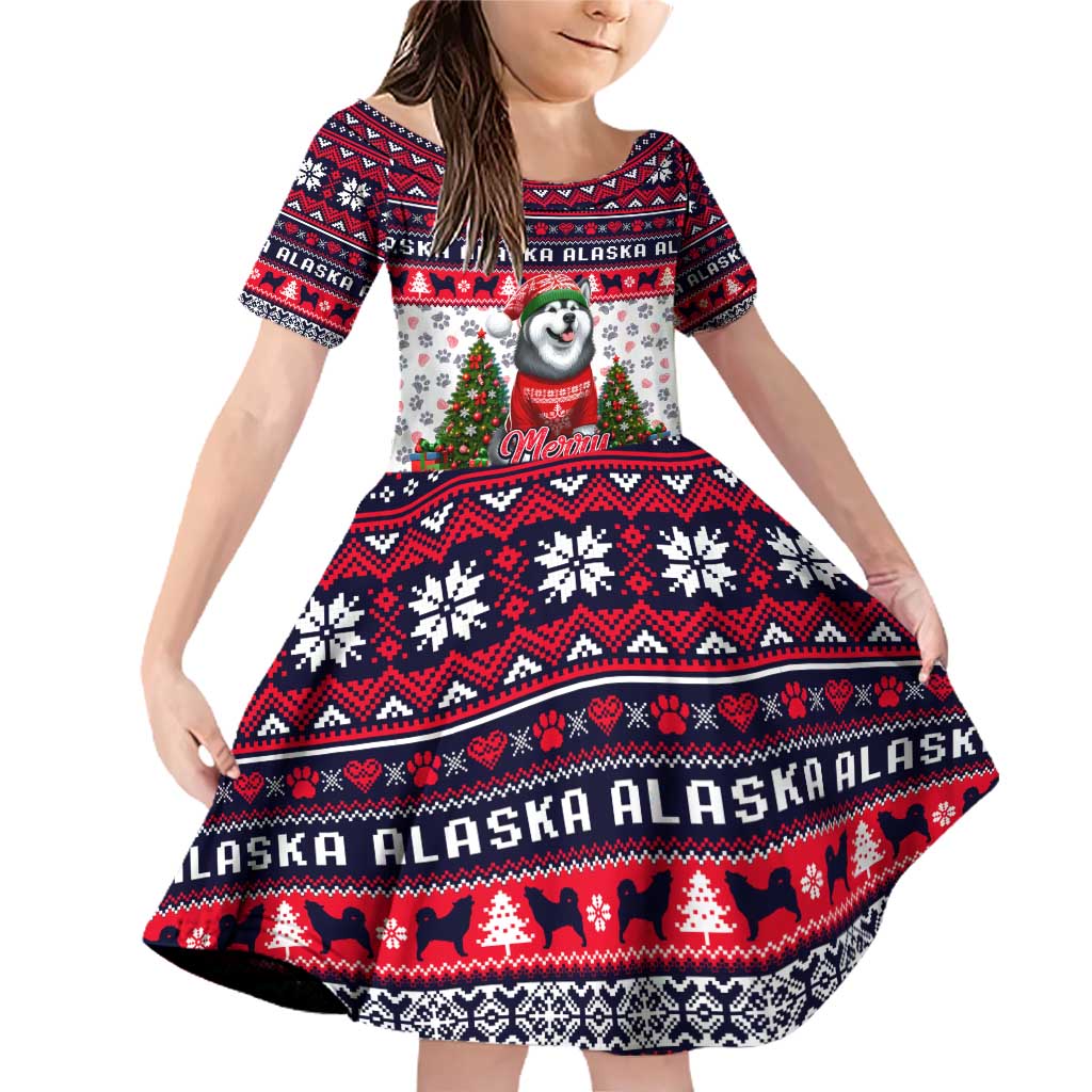 Alaska Merry Woofmas Family Matching Off Shoulder Short Dress and Hawaiian Shirt Christmas Dog Art Style - Wonder Print Shop