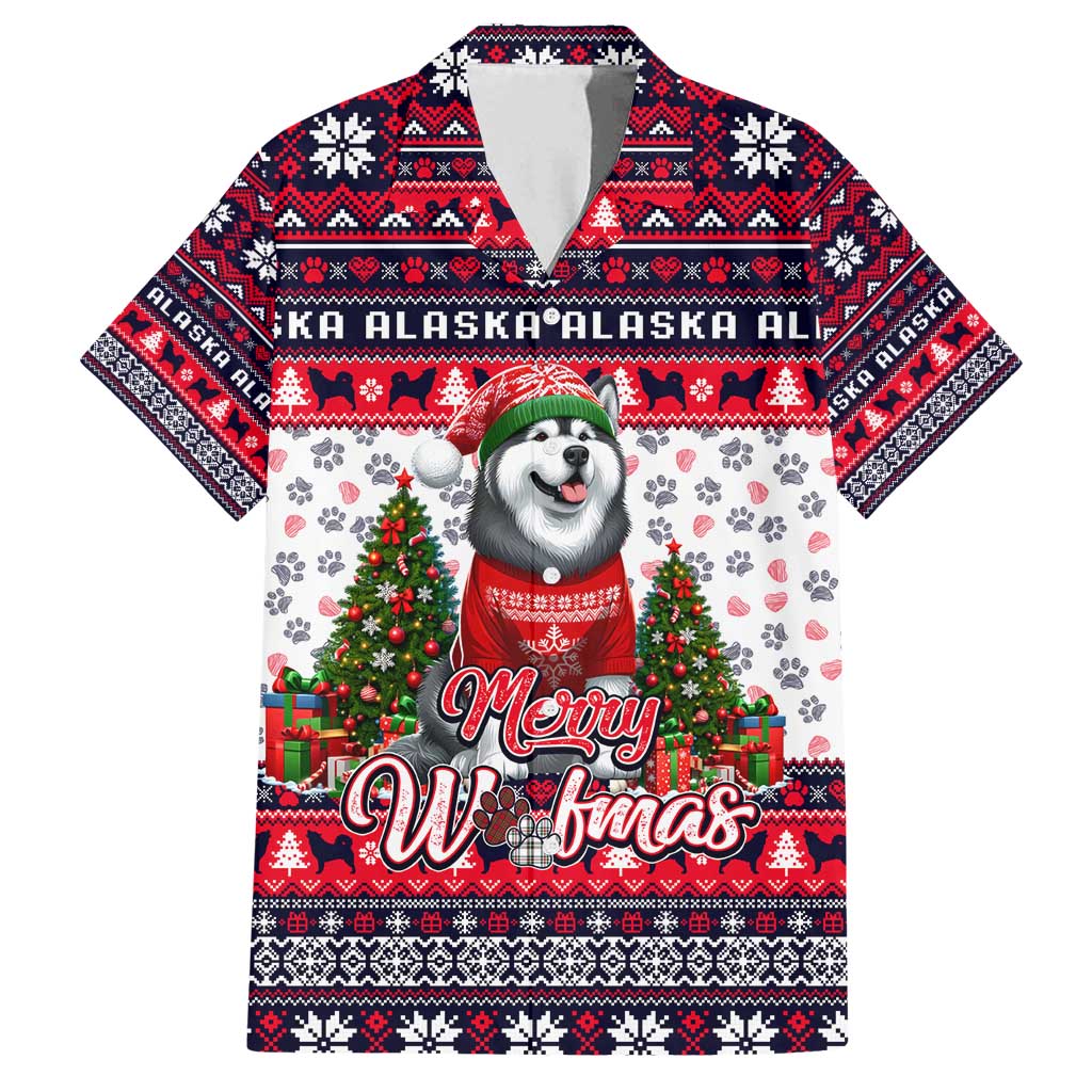 Alaska Merry Woofmas Family Matching Off Shoulder Short Dress and Hawaiian Shirt Christmas Dog Art Style - Wonder Print Shop
