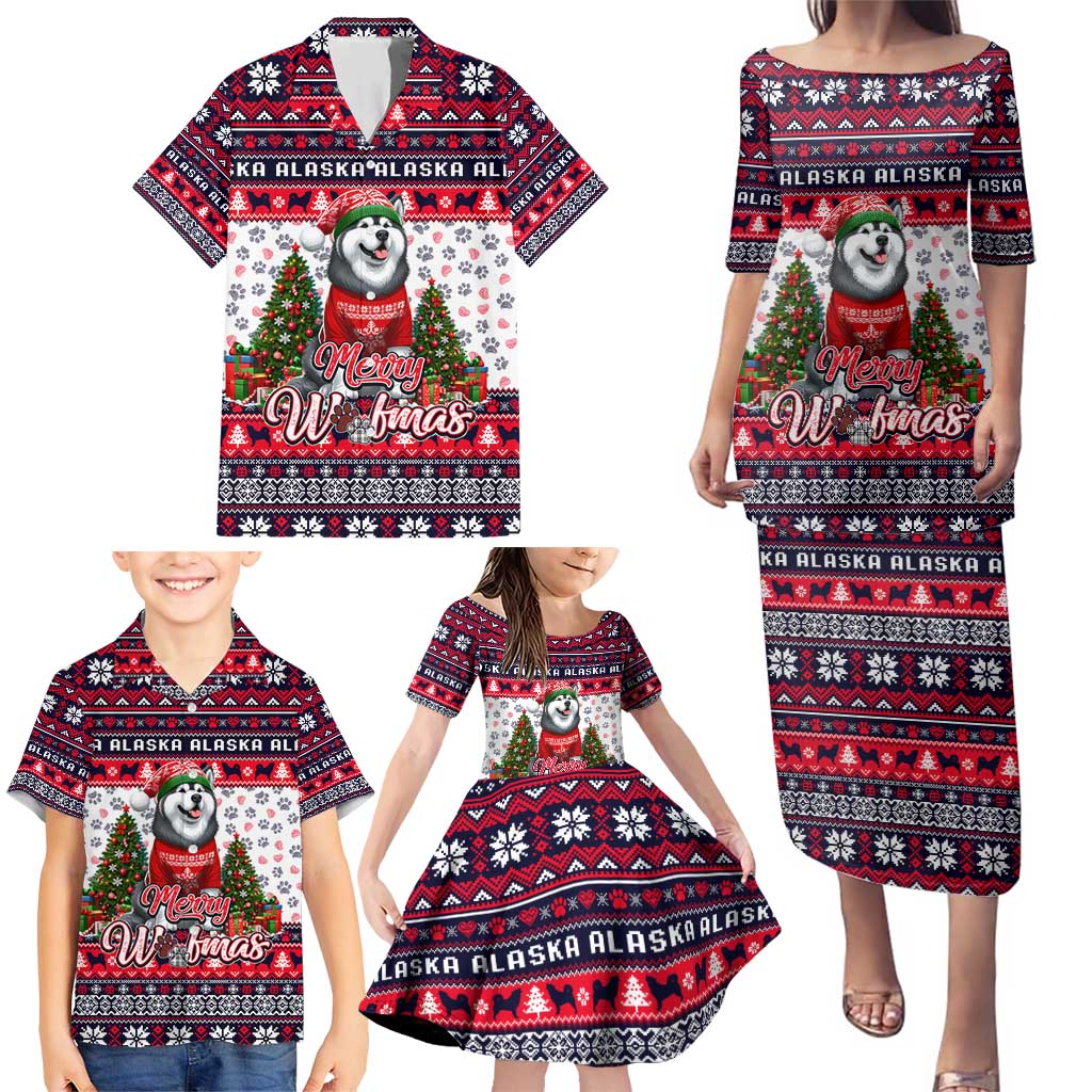 Alaska Merry Woofmas Family Matching Puletasi and Hawaiian Shirt Christmas Dog Art Style - Wonder Print Shop