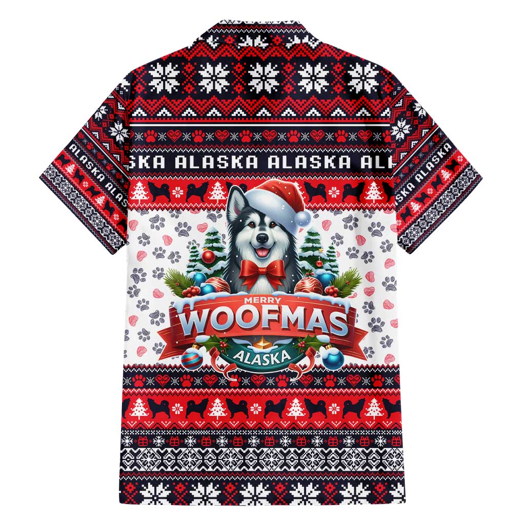 Alaska Merry Woofmas Family Matching Short Sleeve Bodycon Dress and Hawaiian Shirt Christmas Dog Art Style - Wonder Print Shop