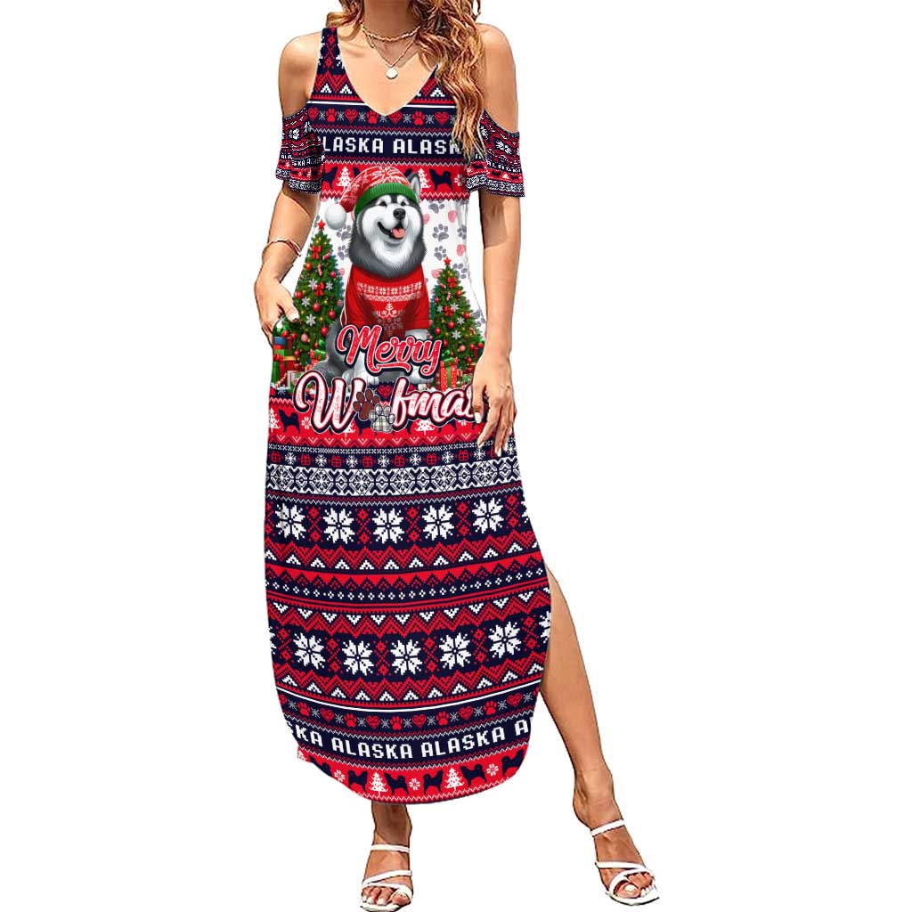 Alaska Merry Woofmas Family Matching Summer Maxi Dress and Hawaiian Shirt Christmas Dog Art Style - Wonder Print Shop