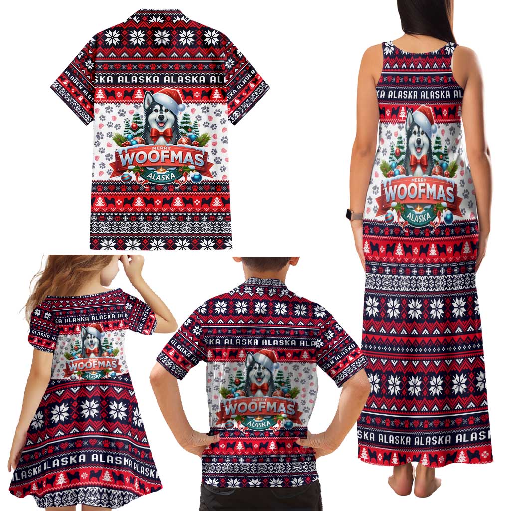 Alaska Merry Woofmas Family Matching Tank Maxi Dress and Hawaiian Shirt Christmas Dog Art Style - Wonder Print Shop