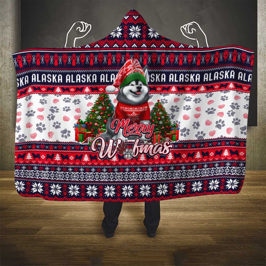 Alaska Merry Woofmas Hooded Blanket Christmas Dog Art Style