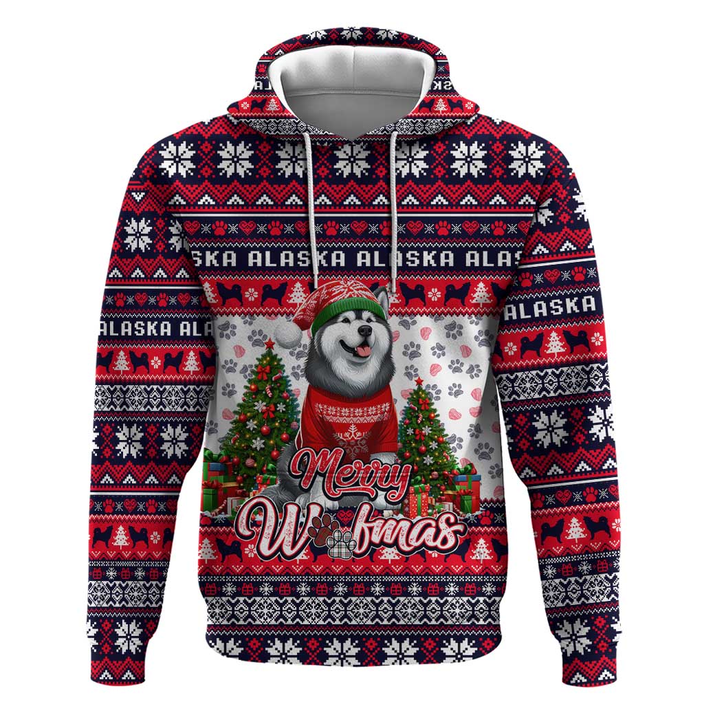 Alaska Merry Woofmas Hoodie Christmas Dog Art Style - Wonder Print Shop