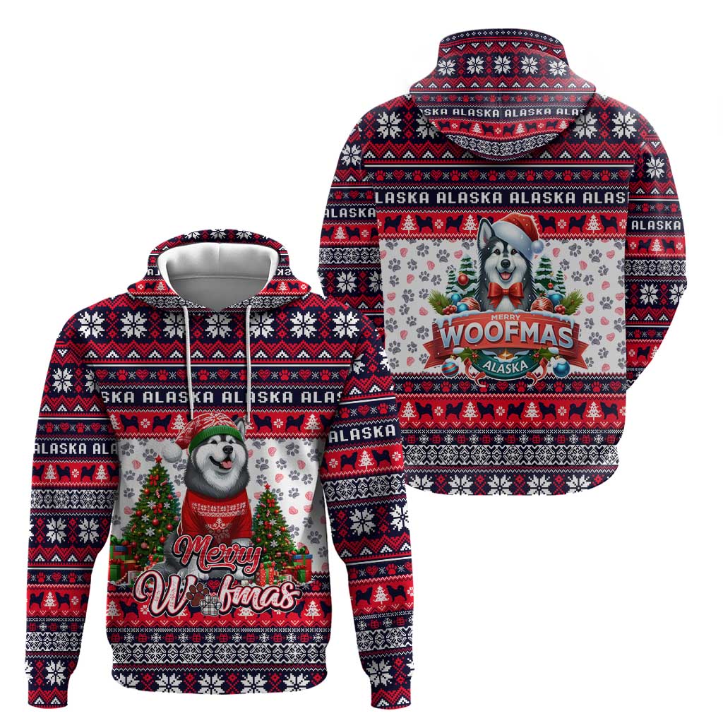 Alaska Merry Woofmas Hoodie Christmas Dog Art Style - Wonder Print Shop