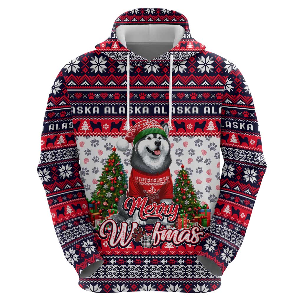Alaska Merry Woofmas Hoodie Christmas Dog Art Style - Wonder Print Shop
