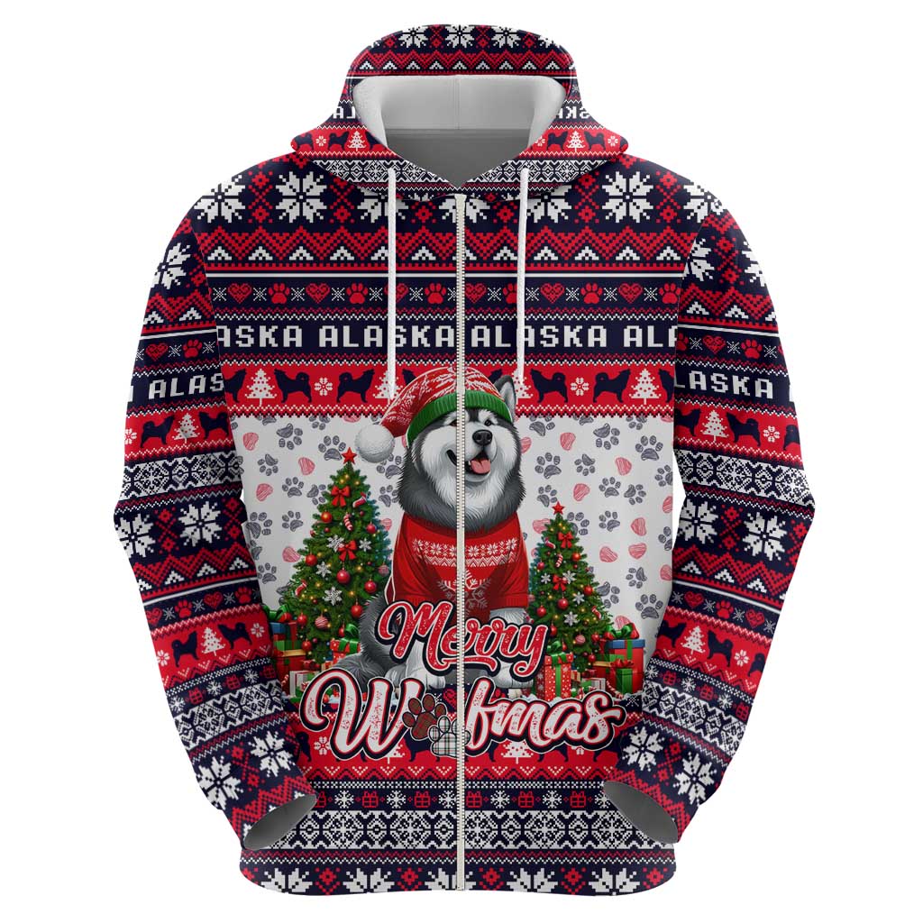 Alaska Merry Woofmas Hoodie Christmas Dog Art Style - Wonder Print Shop