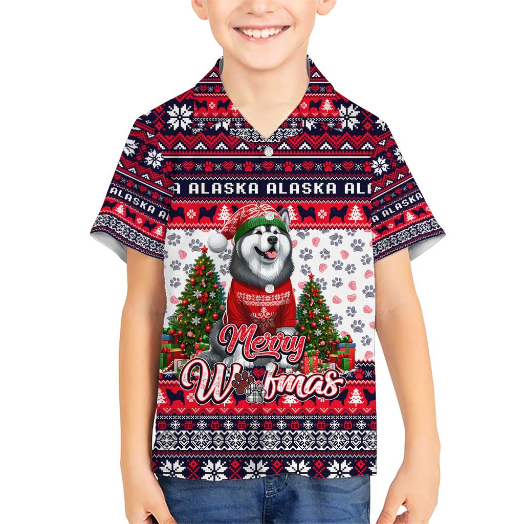 Alaska Merry Woofmas Kid Hawaiian Shirt Christmas Dog Art Style - Wonder Print Shop
