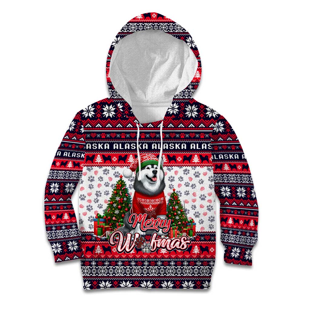 Alaska Merry Woofmas Kid Hoodie Christmas Dog Art Style - Wonder Print Shop