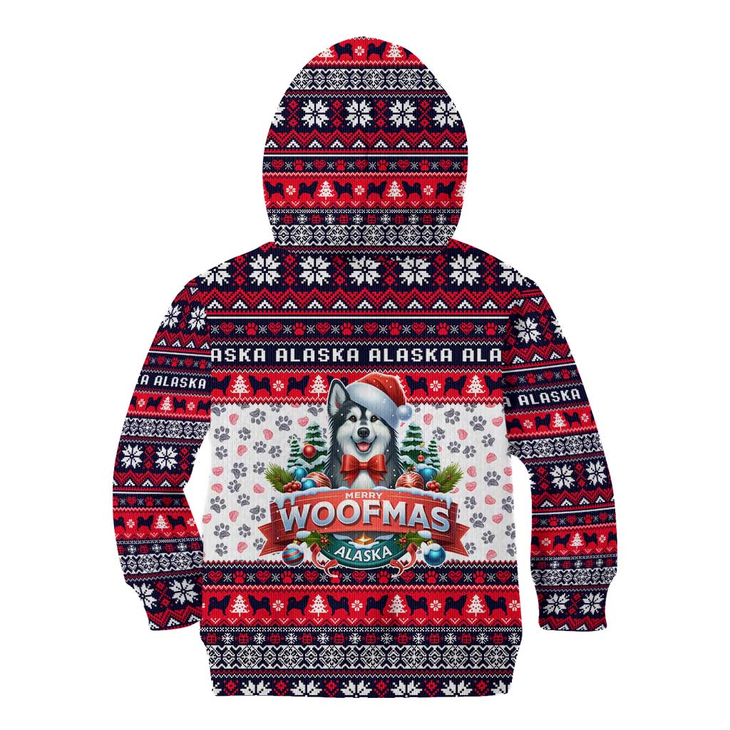 Alaska Merry Woofmas Kid Hoodie Christmas Dog Art Style - Wonder Print Shop