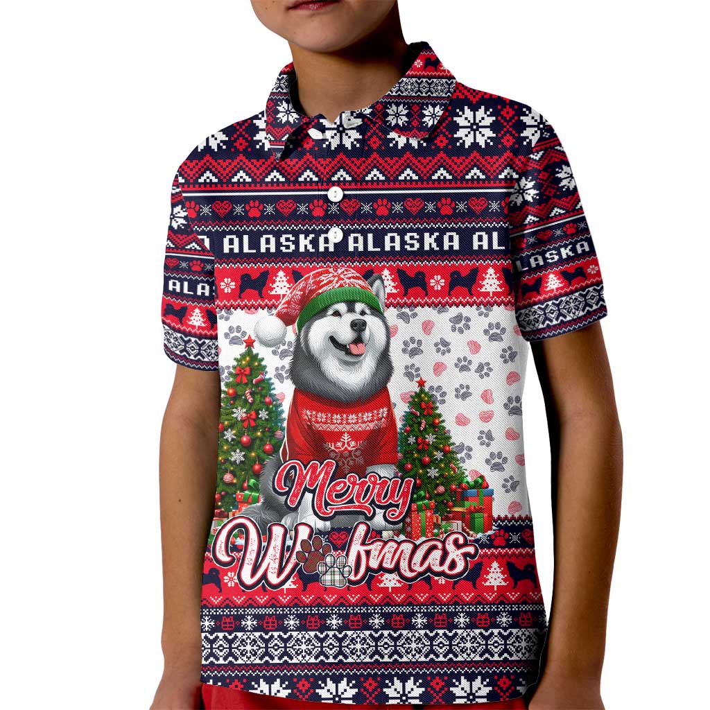 Alaska Merry Woofmas Kid Polo Shirt Christmas Dog Art Style - Wonder Print Shop