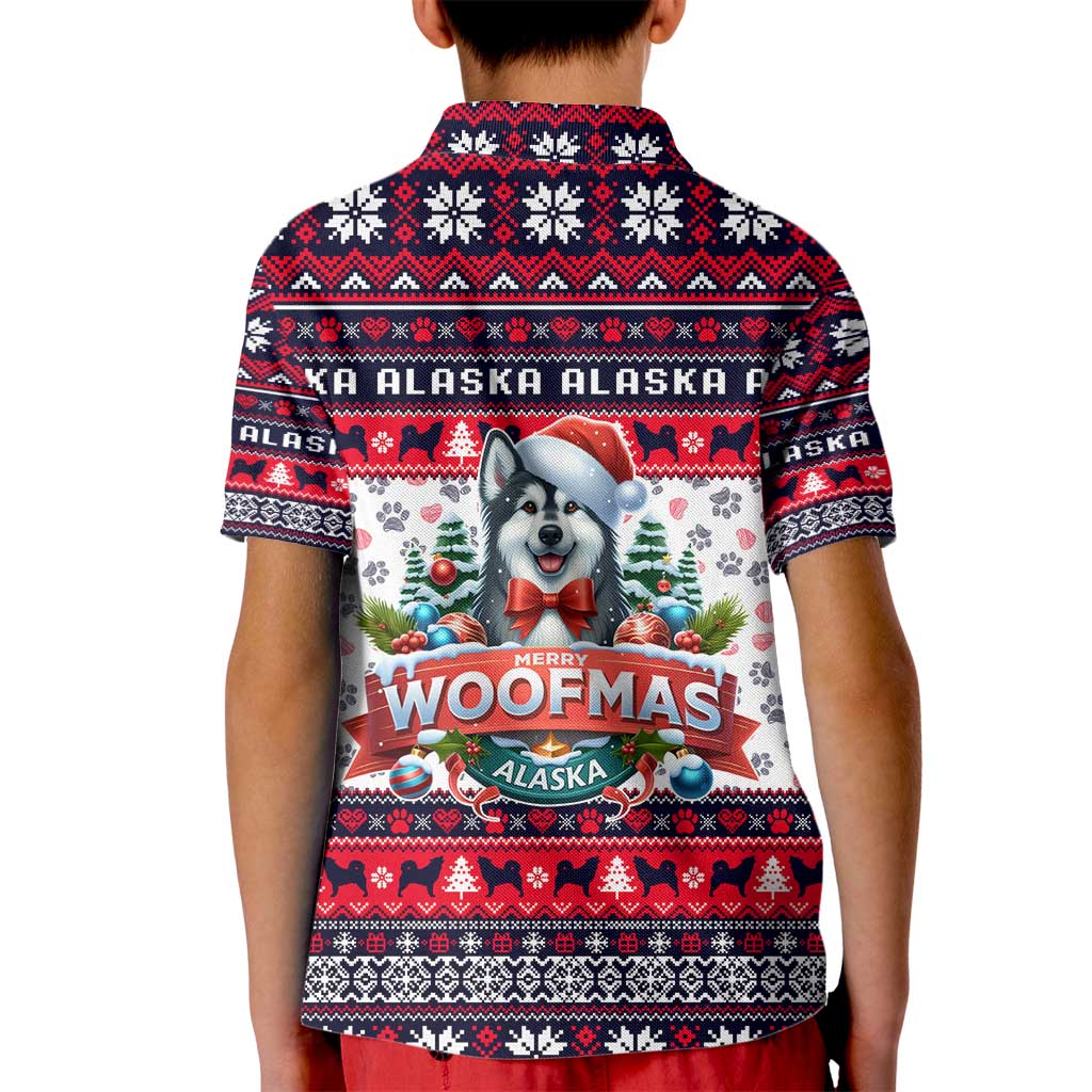 Alaska Merry Woofmas Kid Polo Shirt Christmas Dog Art Style - Wonder Print Shop