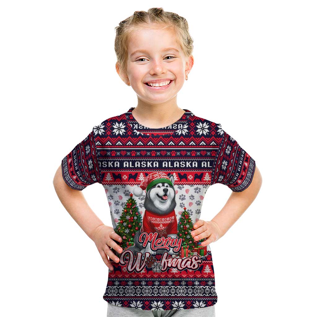 Alaska Merry Woofmas Kid T Shirt Christmas Dog Art Style - Wonder Print Shop