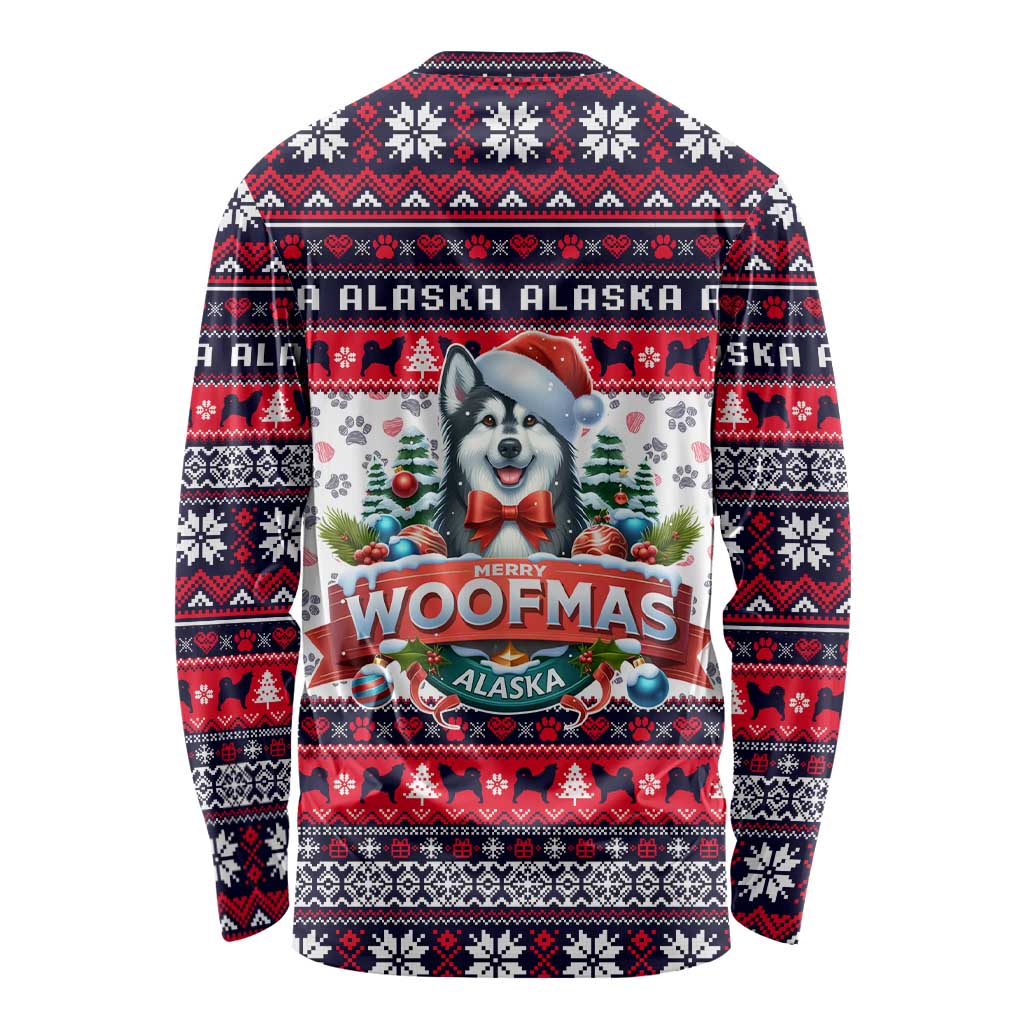 Alaska Merry Woofmas Long Sleeve Shirt Christmas Dog Art Style - Wonder Print Shop
