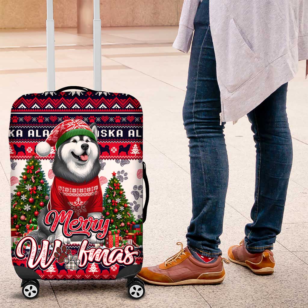 Alaska Merry Woofmas Luggage Cover Christmas Dog Art Style - Wonder Print Shop