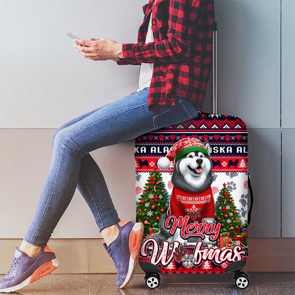 Alaska Merry Woofmas Luggage Cover Christmas Dog Art Style - Wonder Print Shop