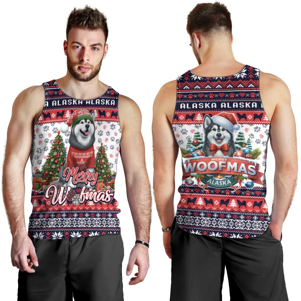 Alaska Merry Woofmas Men Tank Top Christmas Dog Art Style - Wonder Print Shop