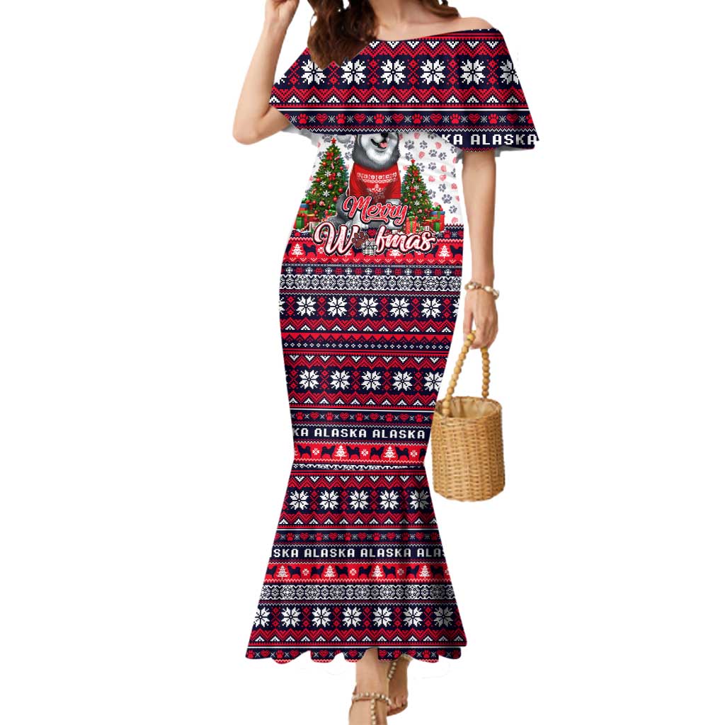 Alaska Merry Woofmas Mermaid Dress Christmas Dog Art Style - Wonder Print Shop