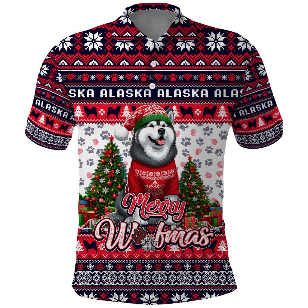 Alaska Merry Woofmas Polo Shirt Christmas Dog Art Style - Wonder Print Shop