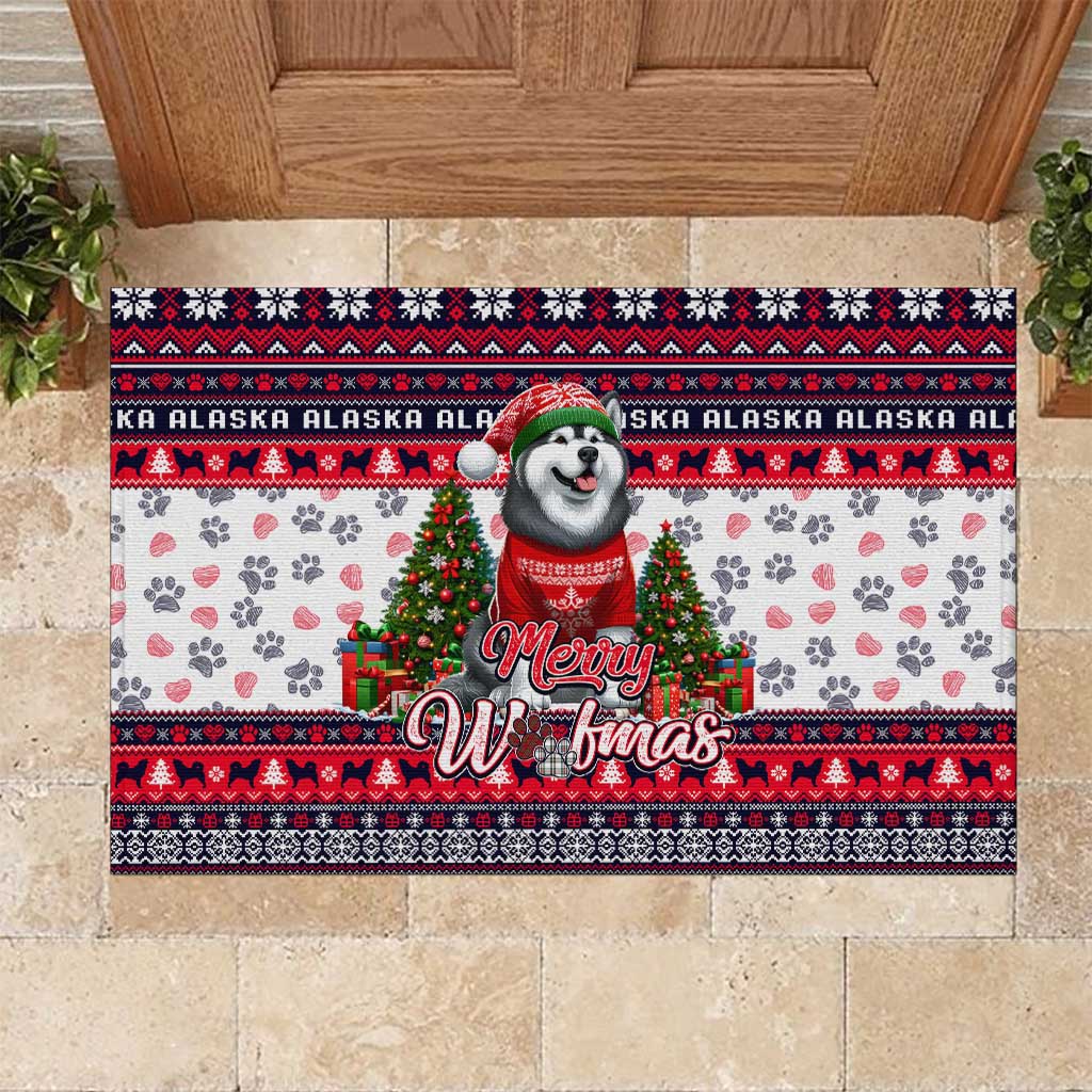 Alaska Merry Woofmas Rubber Doormat Christmas Dog Art Style - Wonder Print Shop