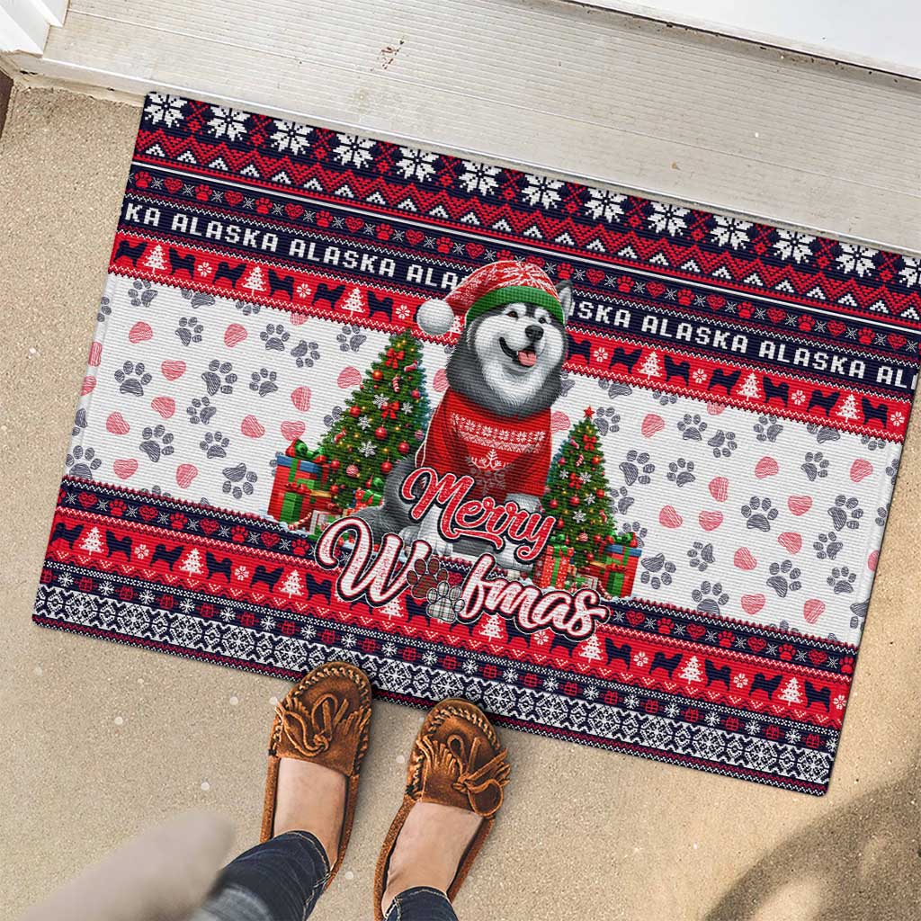 Alaska Merry Woofmas Rubber Doormat Christmas Dog Art Style - Wonder Print Shop