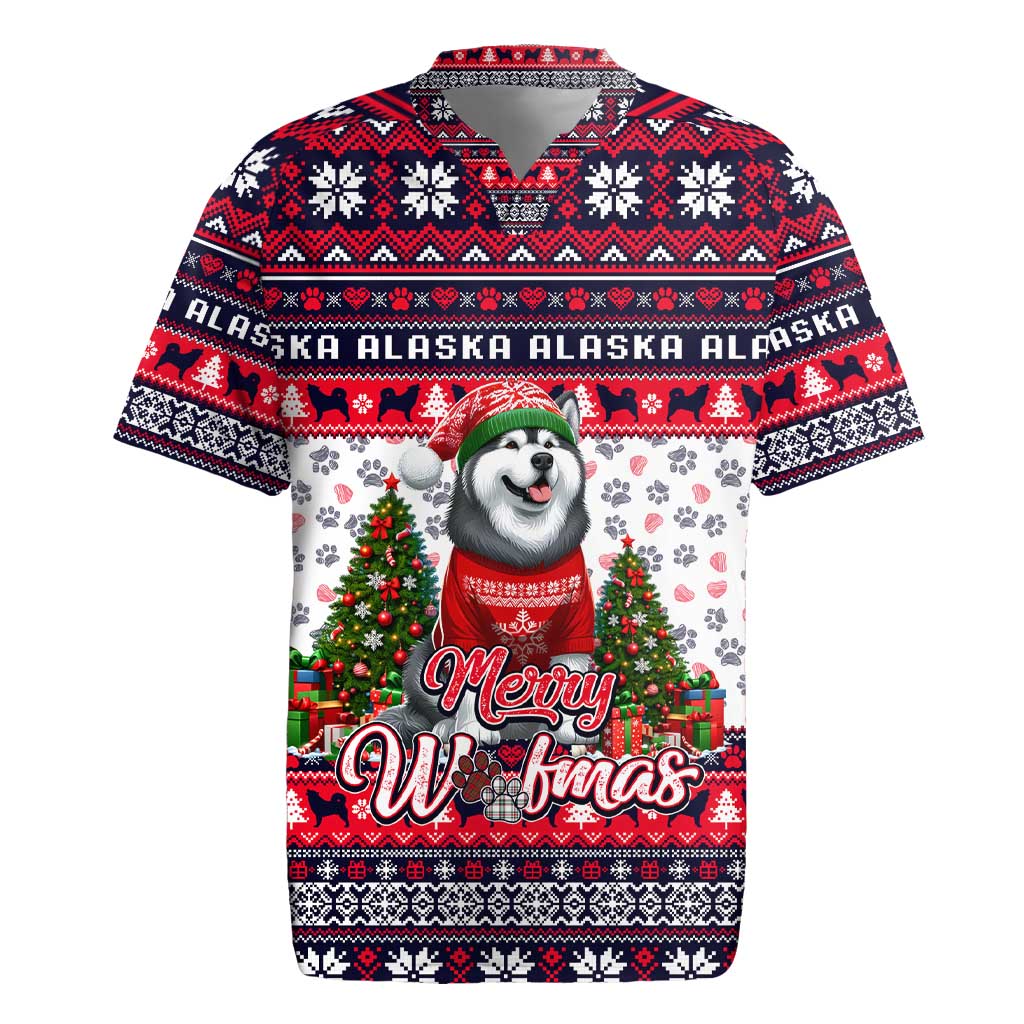 Alaska Merry Woofmas Rugby Jersey Christmas Dog Art Style - Wonder Print Shop