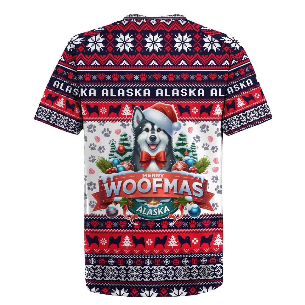 Alaska Merry Woofmas Rugby Jersey Christmas Dog Art Style - Wonder Print Shop