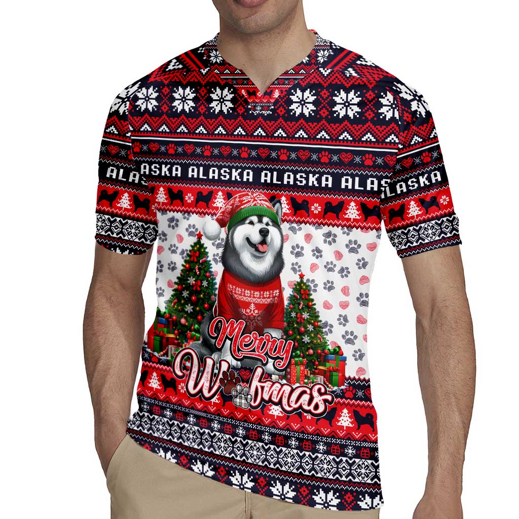 Alaska Merry Woofmas Rugby Jersey Christmas Dog Art Style - Wonder Print Shop