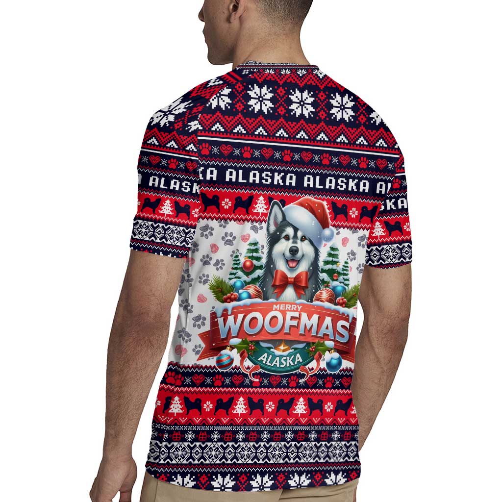 Alaska Merry Woofmas Rugby Jersey Christmas Dog Art Style - Wonder Print Shop