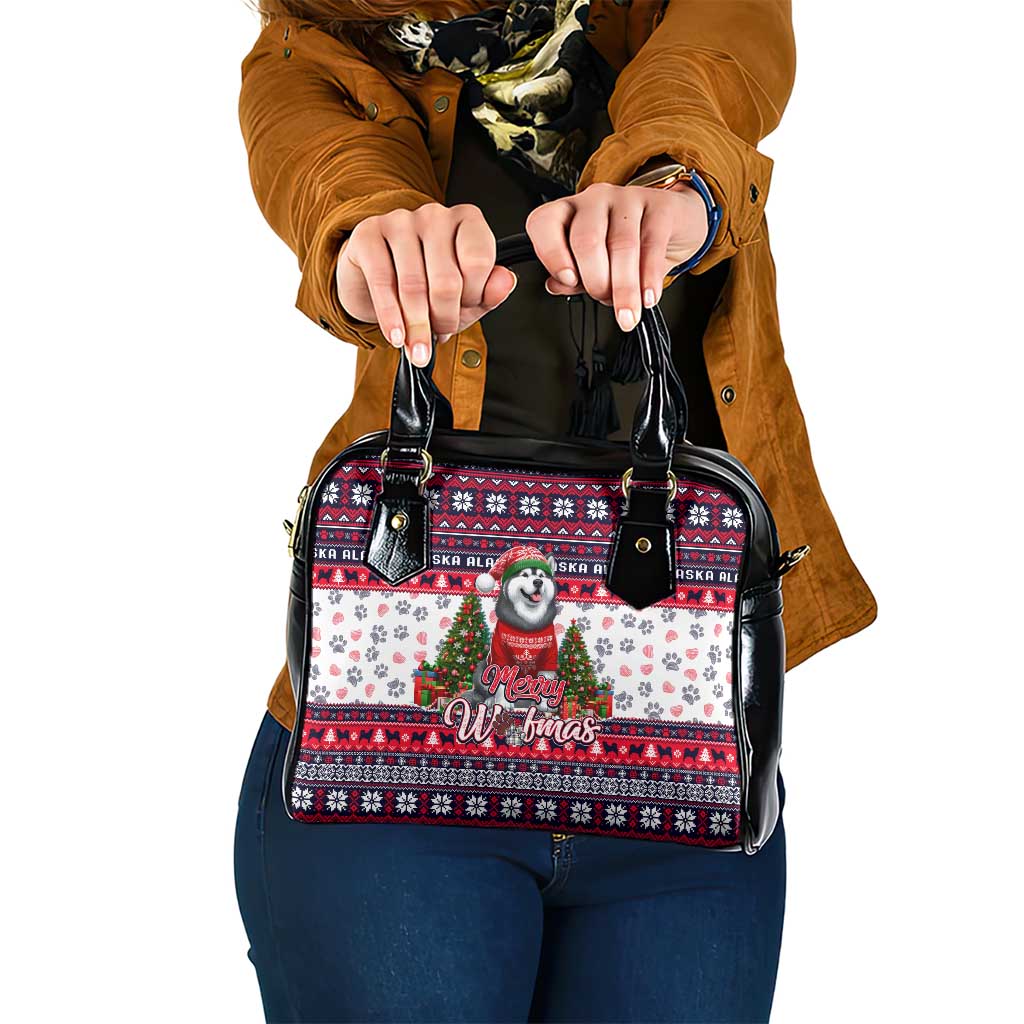 Alaska Merry Woofmas Shoulder Handbag Christmas Dog Art Style