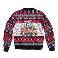 Alaska Merry Woofmas Sleeve Zip Bomber Jacket Christmas Dog Art Style - Wonder Print Shop