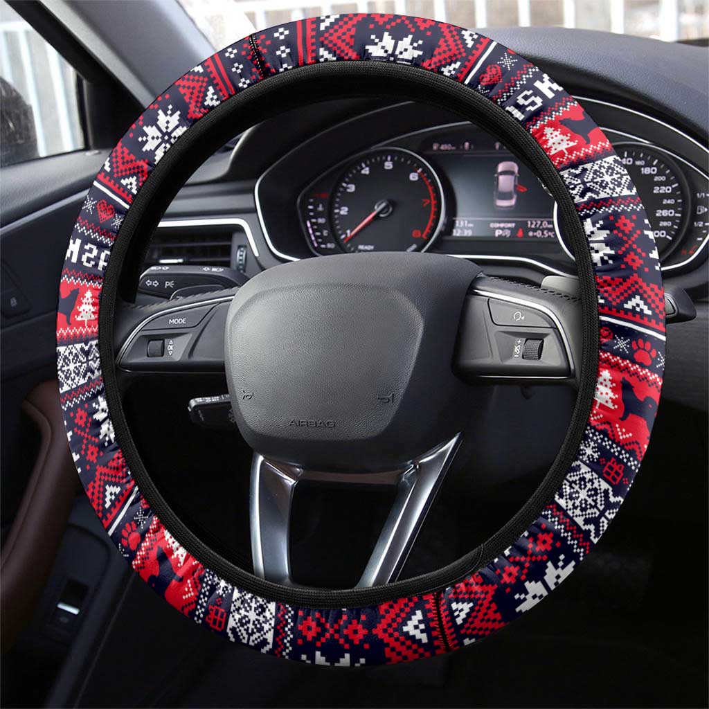 Alaska Merry Woofmas Steering Wheel Cover Christmas Dog Art Style - Wonder Print Shop