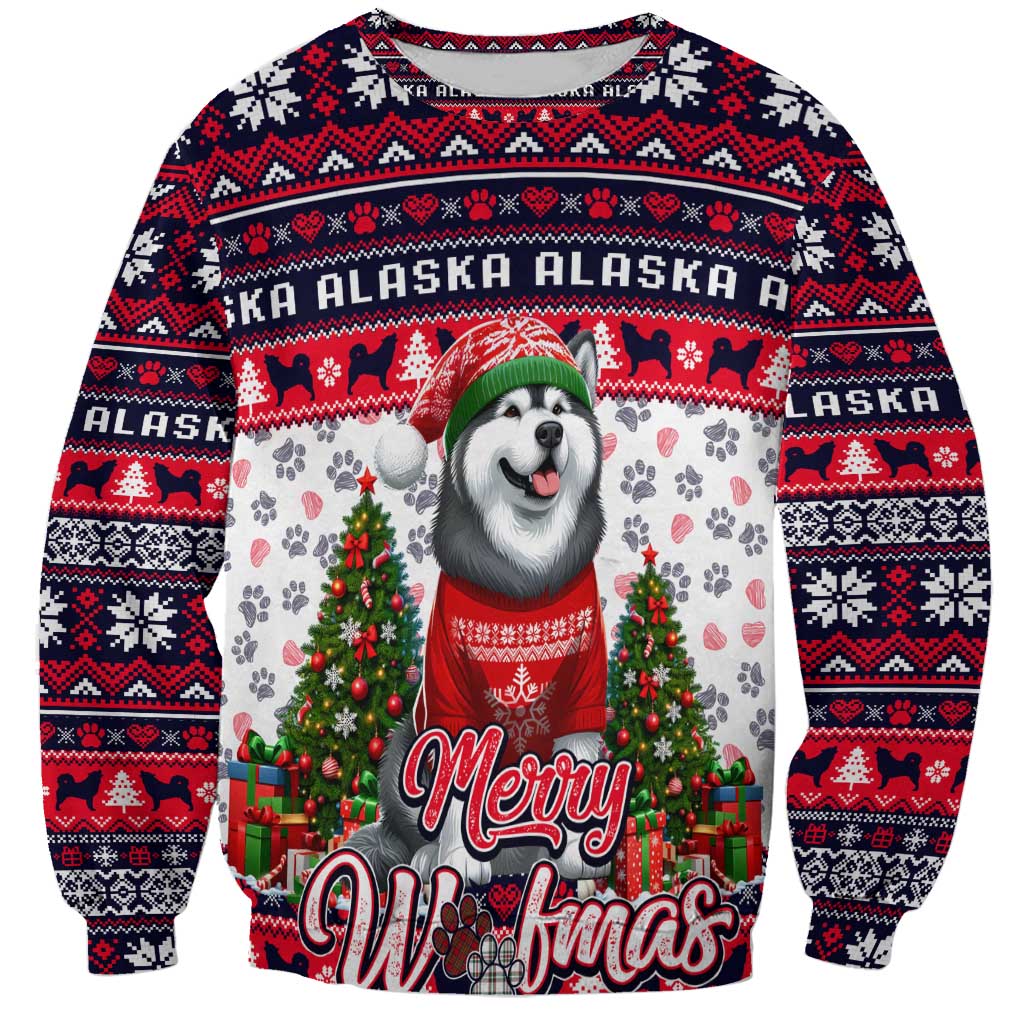 Alaska Merry Woofmas Sweatshirt Christmas Dog Art Style - Wonder Print Shop