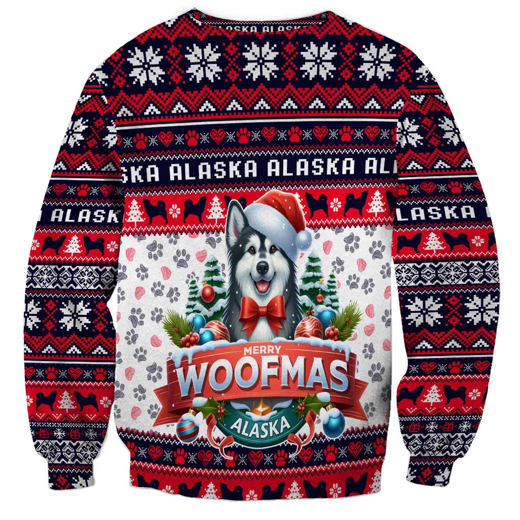 Alaska Merry Woofmas Sweatshirt Christmas Dog Art Style - Wonder Print Shop