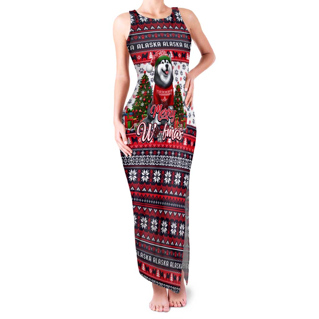 Alaska Merry Woofmas Tank Maxi Dress Christmas Dog Art Style - Wonder Print Shop
